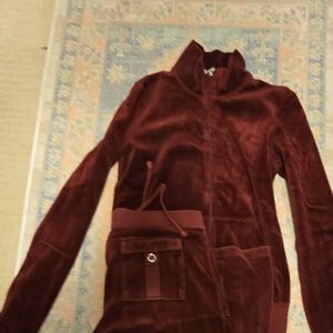 Juicy Couture Velvet Burgundy Jacket and Pants Set